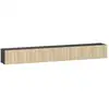 Image de Meuble tv suspendu design façade effet bois clair cannelé 140 cm 2 portes abattantes noir naturel