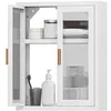 Image de Armoire murale de salle de bain - HOMCOM - 2 portes cannelées étagère réglable - métal - 40x14x50cm - blanc