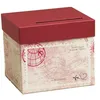 Image de Urne carton mariage - Voyage - Ivoire et bordeaux - Décoration voyage - 23x20 5x20 5 cm