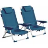 Image de Lot de 2 fauteuils clic clac des plages en polyester bleu lazuli - Oviala