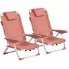 Image de Lot de 2 fauteuils clic clac des plages en polyester papaye - Oviala
