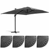 Image de Parasol Déporté 3x4m Et 4 Dalles Lestées Aluminium Gris Anthracite