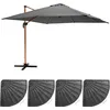 Image de Parasol Déporté 3x3m Et 4 Dalles Lestées Effet Bois Gris