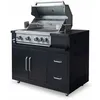 Image de Meuble barbecue gaz 4 brûleurs et rôtissoire pour cuisine extérieure - Oviala
