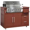 Image de Meuble barbecue gaz 4 brûleurs et rôtissoire cuisine extérieure brique - Oviala
