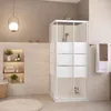 Image de Paroi de douche dangle coulissante - ONDEE MISSI - Cabine verre trempé blanc - 90x90 cm