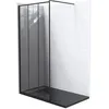 Image de Paroi de douche VERIA ONDEE - Verre trempé 8mm - Décor et finitions noir mat - 90x200cm