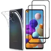 Image de Coque pour Samsung Galaxy A21S - PHONILLICO - Transparente - Verre Trempé - Noir