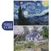 Image de Grafika Puzzle Art Van Gogh 2-en-1 Nuit Étoilée Maisons Auvers 500 Pièces