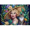 Image de Bluebird Puzzle Puzzle D'art Femme Et Chat 1000 Pièces Carton