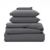 Image de Parure de lit 140x200 gris foncé avec drap 90x190200 et taie 50x70 cm PREMIUM