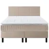 Image de Ensemble boxspring surmatelas + matelas + sommier + tête de lit + pieds chenillé lin Epeda ENCHANTEUR 180x200