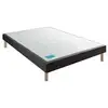 Image de Sommier Tapissier Merinos Stylo 80x190 Gris Anthracite Bois Massif Lattes 12 Confort Ferme 14 Cm