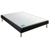 Image de Sommier Tapissier Merinos Stylo Velours Nuit 140x190 Cm Confort Ferme 14 Cm Bois Massif 12 Lattes