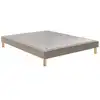 Image de Sommier Tapissier Epeda Taupe Noyer Sommier Ferme 2x90x200 Cm Cadre Bois Massif