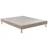 Image de Somier tapissier 100x190 cm ton beige galet confort ferme suspension à lattes passives 12 lattes en sapin cadre en bois sur pieds 7758073