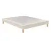 Image de Sommier tapissier 140x200 en bois massif 2 places lattes massives renfort central 110 cm chenille lin 7964854