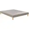 Image de Epeda Sommier Tapissier 2 Places Noyer Grege 2x90x200 Cadre Bois Lattes Massives