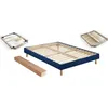 Image de Sommier déco - MERINOS - 140 x 190 cm - Chine bleu nuit - Montage facile - Pieds inclus