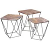 Image de ERLING - Lot de 3 Tables Basses Acier et Effet Marbre Gris
