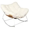 Image de Merida - Fauteuil À Bascule Blanc Avec Assise Capitonnée Et Bouclettes