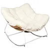 Image de MERIDA - Fauteuil à Bascule Blanc avec Assise Capitonnée et Bouclettes