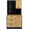 Image de Dinaj - Buffet Vaisselier Multi-rangement Aspect Bois