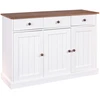 Image de Socoa - Buffet 3 Portes 3 Tiroirs Bois Massif Vernis Sepia Et Blanc