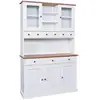 Image de Socoa - Buffet Vaisselier 5 Portes 6 Tiroirs Bois Massif Vernis Sepia Et Blanc