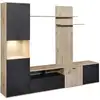 Image de Niver - Meuble Tv Mural Avec Banc Tv Et Colonne Led Inclue Et Aspect Bois Noir