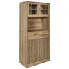Image de PAJAN - Buffet Vaisselier Multi-Rangement Effet Bois avec Tasseaux