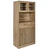 Image de Pajan - buffet vaisselier multi-rangement effet bois avec tasseaux PAJAN