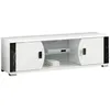 Image de ARIANE - Meuble TV 2 Portes et 2 Niches Blanc avec Décor Latéral Aspect Marbre Noir