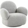 Image de SWIVEL - Fauteuil en Tissu Bouclé Texturé Gris Clair Pivotant