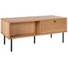 Image de LOWAN - Table basse 2 Tiroirs Effet Tasseaux Teinté Chêne Clair
