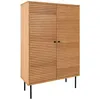 Image de LOWAN - Buffet Haut 2 Portes Effet Tasseaux Teinté Chêne Clair