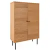 Image de Lowan - buffet haut 2 portes effet tasseaux teinté chêne clair LOWAN