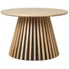 Image de DUBLIN - Table basse Ronde Pied Central Relief MDF Placage Chêne clair