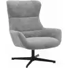 Image de Boris - Fauteuil Tissu Peluche Gris Pied Pivotant Métal Noir