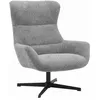 Image de BORIS - Fauteuil Tissu Peluche Gris Pied Pivotant Métal Noir