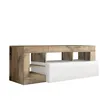 Image de Arturo - Meuble Tv 1 Abattant Blanc Laqué Encadrement Niches Aspect Bois Antik