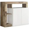 Image de ARTURO - Buffet 2 Portes Blanc Laqué Encadrement Niches Aspect Bois Antik