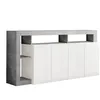 Image de ARTURO - Buffet 4 Portes Blanc Laqué Encadrement Niches Aspect Cimento