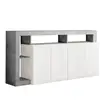 Image de Arturo - buffet 4 portes blanc laqué encadrement niches aspect cimento ARTURO