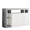 Image de Arturo - Buffet 3 Portes Blanc Laqué Encadrement Niches Finition Aspect Cimento