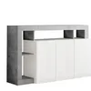 Image de ARTURO - Buffet 3 Portes Blanc Laqué Encadrement Niches Finition Aspect Cimento