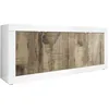 Image de Otello - Buffet 4 Portes Finition Blanc Laqué Et Aspect Bois Antik