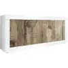 Image de Otello - buffet 4 portes finition blanc laqué et aspect bois antik OTELLO