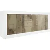 Image de Otello - Buffet 2 Portes 3 Tiroirs Finition Blanc Laqué Et Aspect Bois Antik
