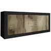 Image de OTELLO - Buffet 2 Portes 3 Tiroirs Finition Noir Mat et Aspect Bois Antik